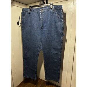 Wrangler Carpenter Jeans Men 42x30 Blue Straight Leg Dark Wash Denim Pants